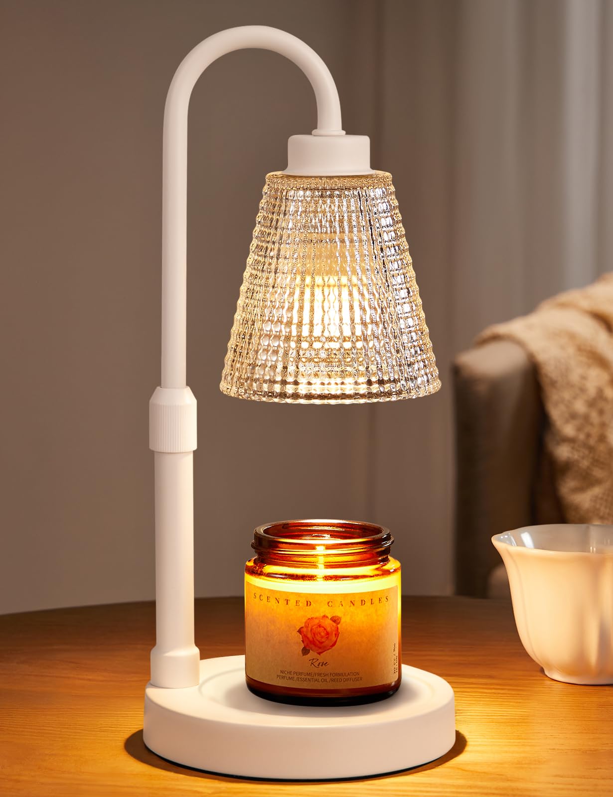 Innqoo Candle Warmer Lamp with Timer, Dimmable Candle Warmer for Jar Candles, Height Adjustable Wax Melts Warmer, Birthday Gifts for Women Mom, House Warming Gifts New Home Decor