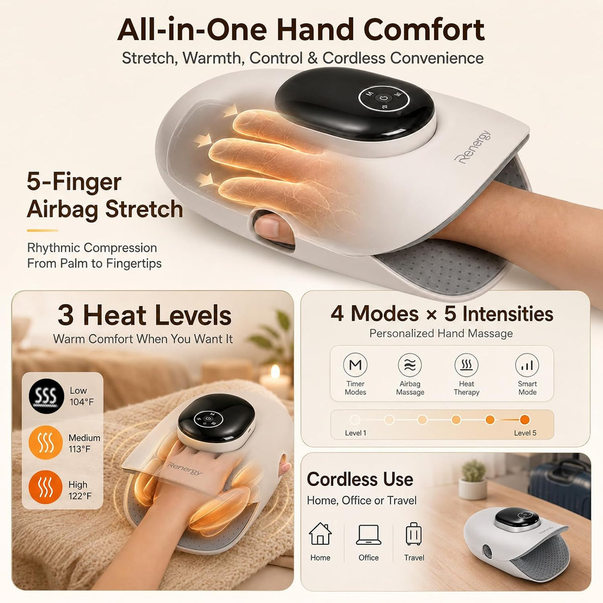 Renergy Cordless Hand Massager with Heat