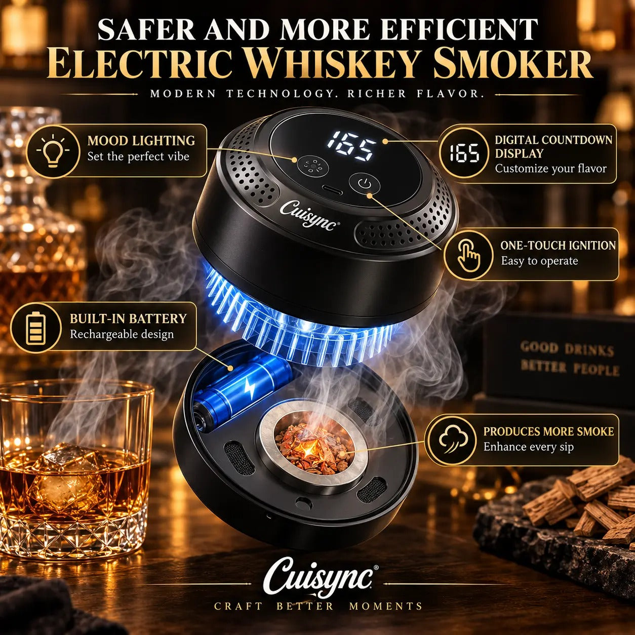 New Electric Whiskey Smoker Kit with 6 Wood Chips