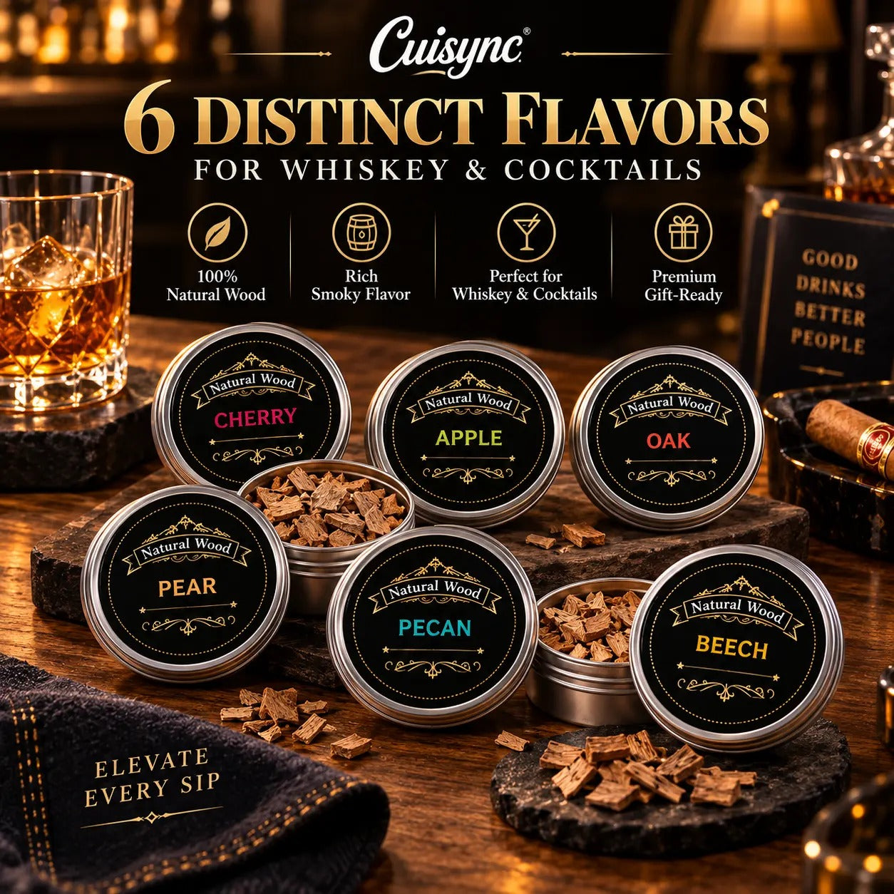 New Electric Whiskey Smoker Kit with 6 Wood Chips