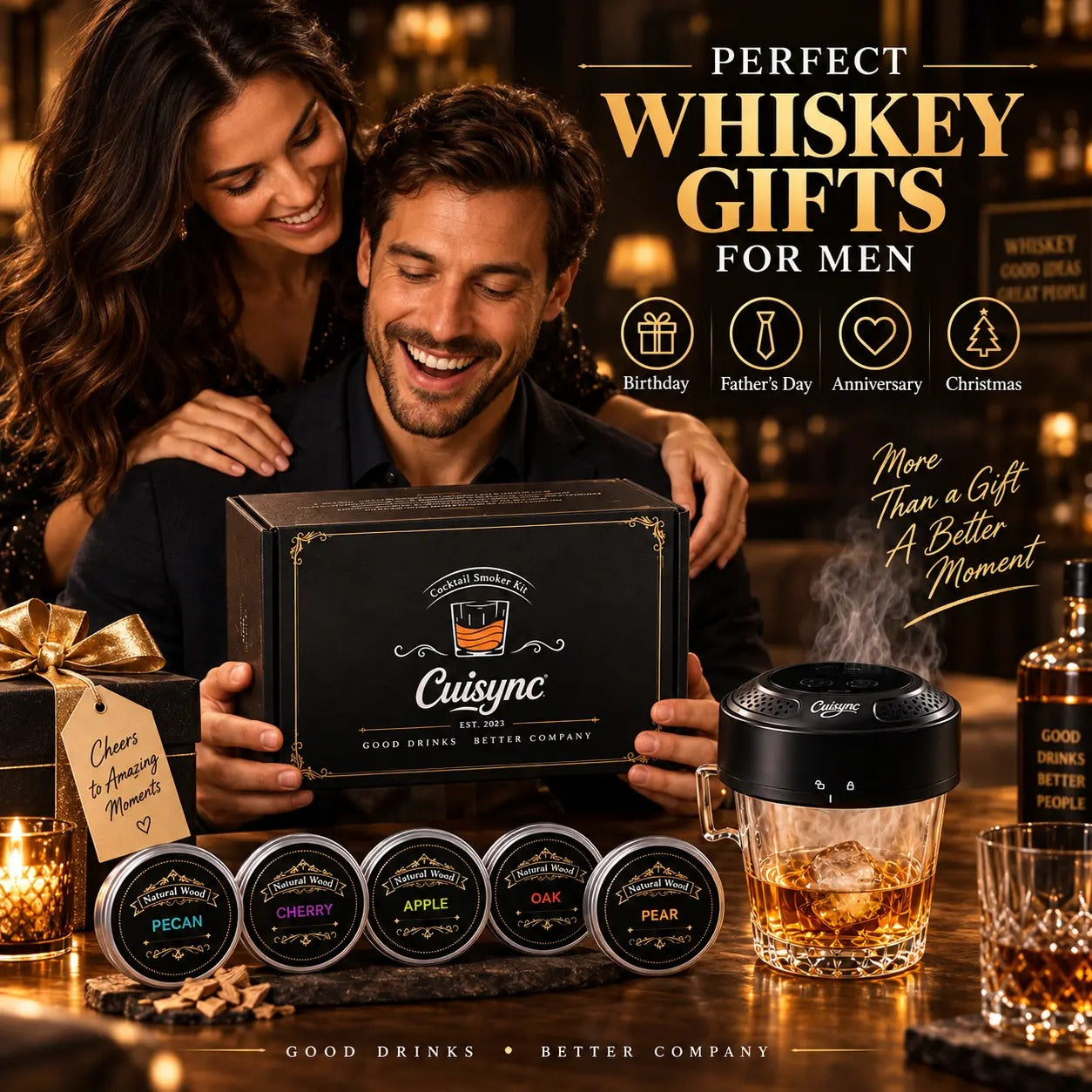 New Electric Whiskey Smoker Kit with 6 Wood Chips