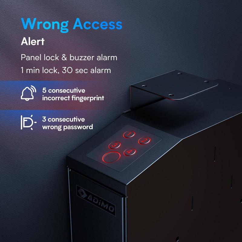 ADIMO Biometric Fingerprint Safe with Keypad Lock