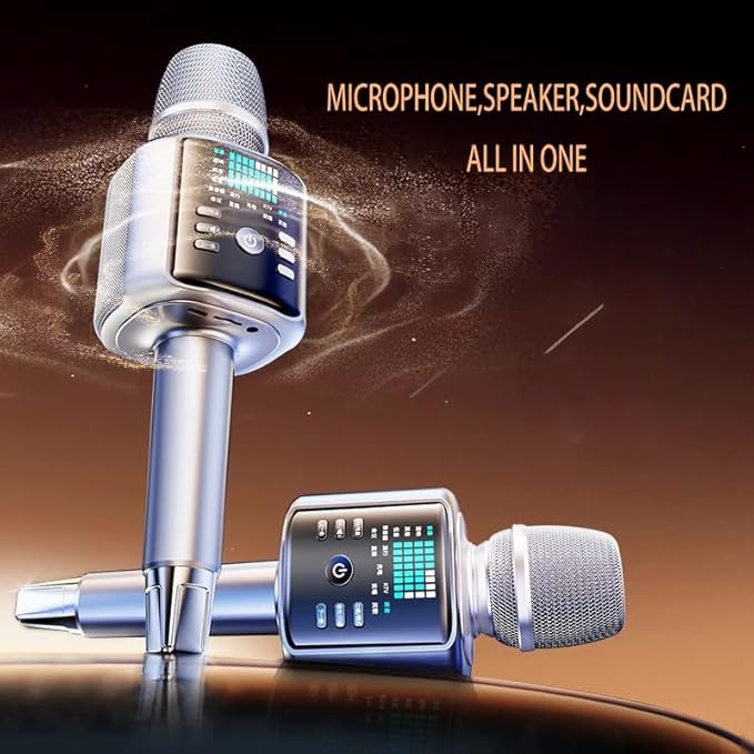 Professional Wireless Karaoke Microphone with Speaker and Soundcard