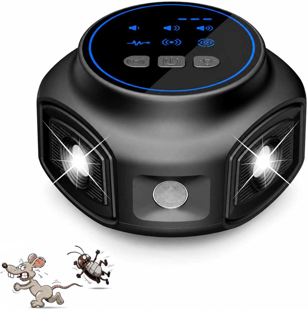 Indoor Ultrasonic Pest Repeller, 3 Ultrasonic Mode, 25-65 KHz | LED White Flashing, 360° Coverage, Electronic Rodent Repellent for Rats & Squirrel, Ideal for Home, Kitchen, Garage, Attic