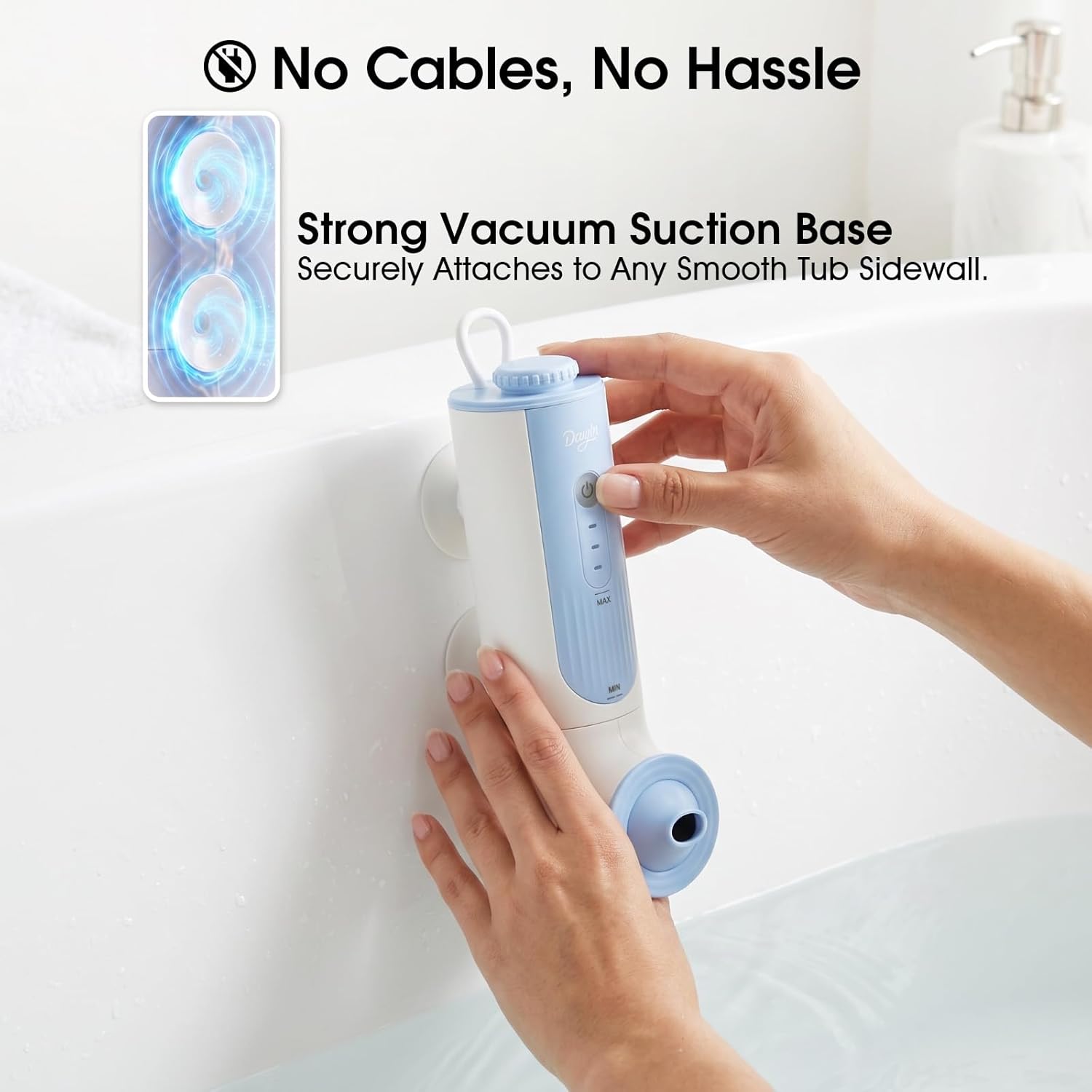 DayIn Bath Jets for Tub, Cordless Portable Jet Spa for Bathtub, 2-Speed Jet & Bubble Mode, Type-C Rechargeable, 60+ Min Runtime, 360°Adjustable Water Flow, Bath Accessories for Home Spa, Stress Relief