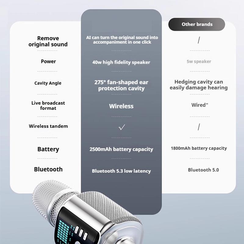 Professional Wireless Karaoke Microphone with Speaker and Soundcard