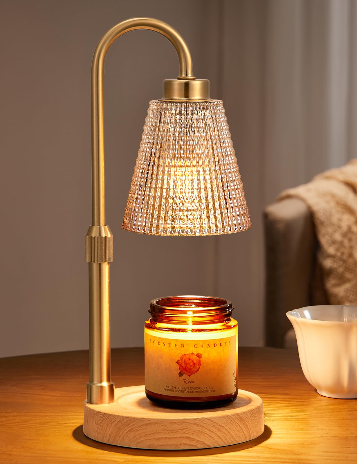 Innqoo Candle Warmer Lamp with Timer, Dimmable Candle Warmer for Jar Candles, Height Adjustable Wax Melts Warmer, Birthday Gifts for Women Mom, House Warming Gifts New Home Decor