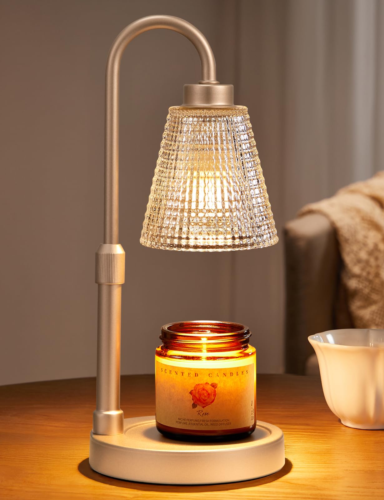 Innqoo Candle Warmer Lamp with Timer, Dimmable Candle Warmer for Jar Candles, Height Adjustable Wax Melts Warmer, Birthday Gifts for Women Mom, House Warming Gifts New Home Decor