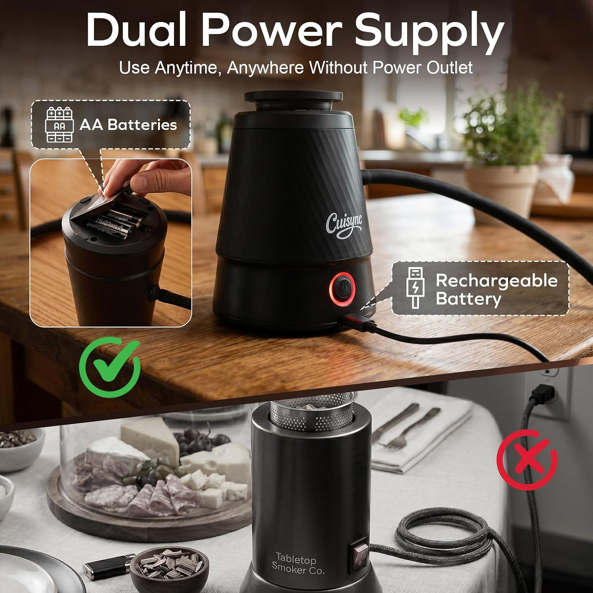 Rechargeable Whiskey Smoker Kit, Portable Cocktail Smoker Infuser, No Oil Smoke Contact & Prevents Tar Clogging, Comes with Apple Wood Chips, Ideal Smoker for Whiskey, Cocktail, Cheese, Gift for Men