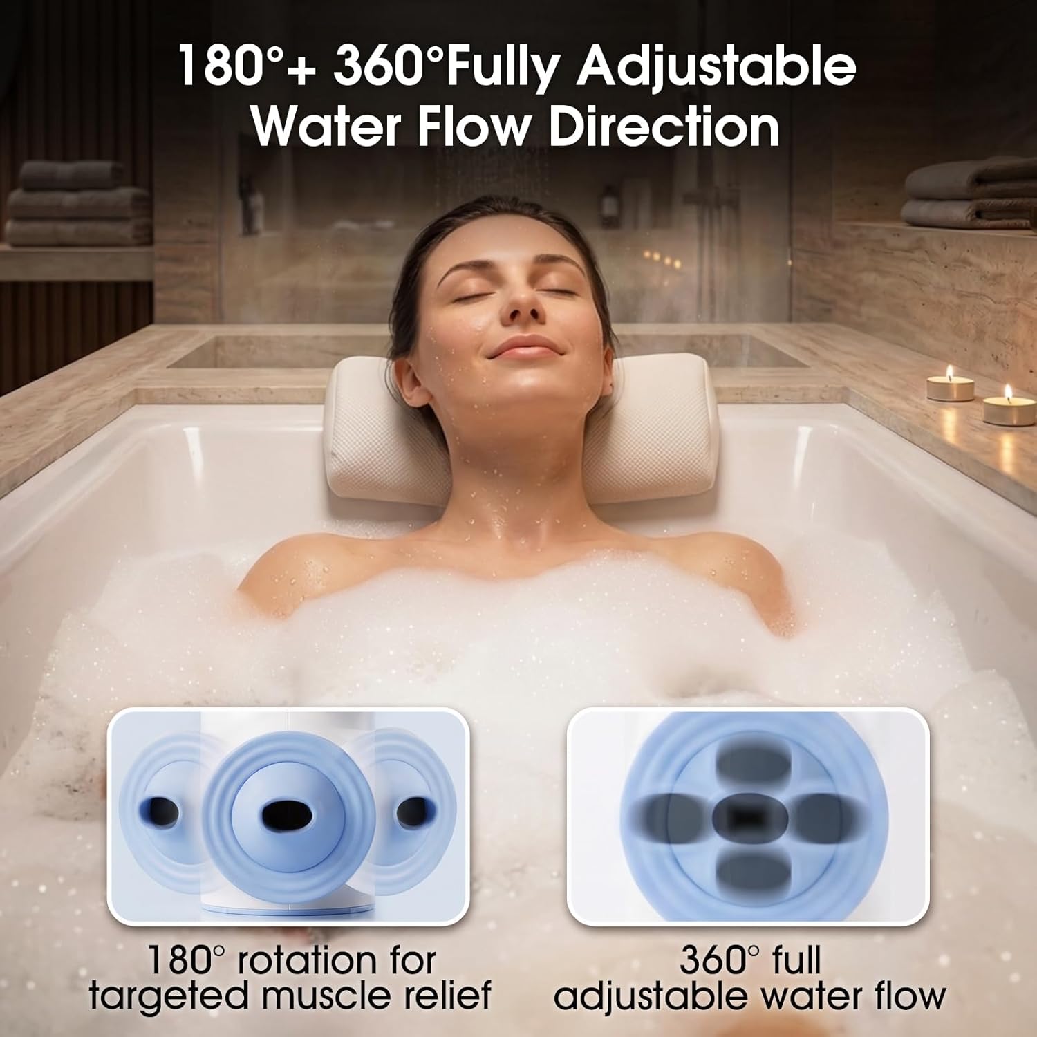 DayIn Bath Jets for Tub, Cordless Portable Jet Spa for Bathtub, 2-Speed Jet & Bubble Mode, Type-C Rechargeable, 60+ Min Runtime, 360°Adjustable Water Flow, Bath Accessories for Home Spa, Stress Relief