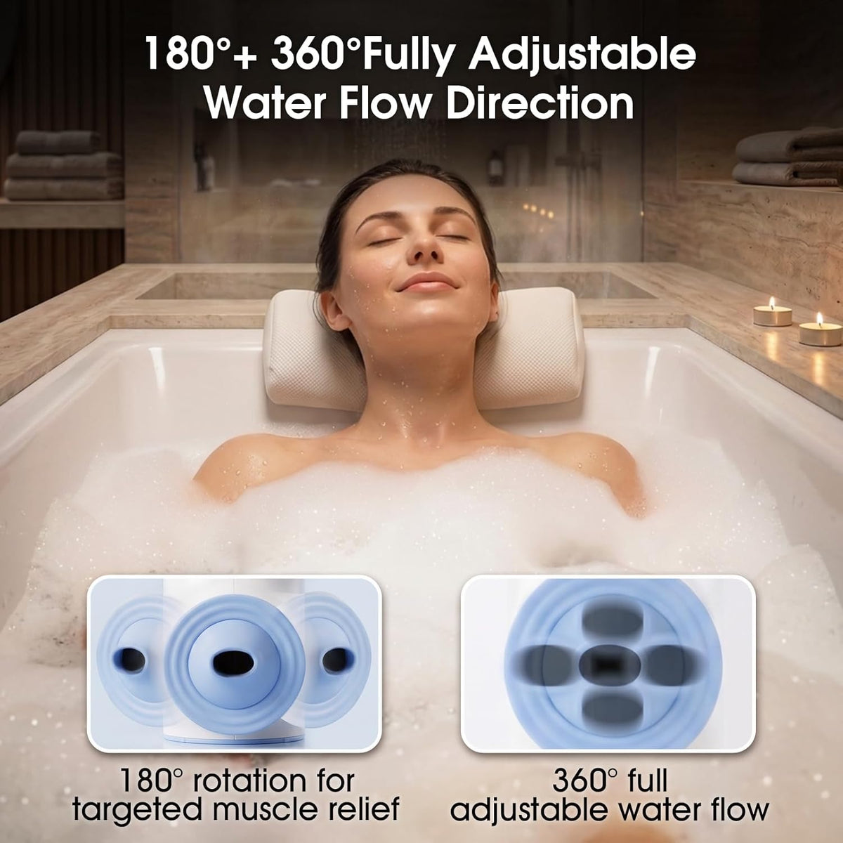 DayIn Bath Jets for Tub, Cordless Portable Jet Spa for Bathtub, 2-Speed Jet & Bubble Mode, Type-C Rechargeable, 60+ Min Runtime, 360°Adjustable Water Flow, Bath Accessories for Home Spa, Stress Relief