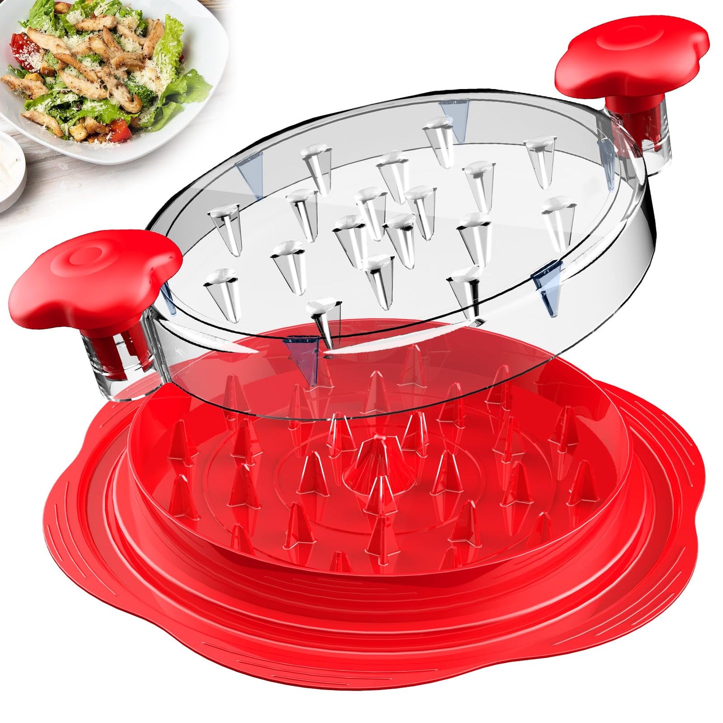 Chicken Shredder Large Chicken Breast Shredder Tool Twist with Brush&Fork, Visible Meat Shredder Machine, Strong Anti-Slip Strip, Ergonomic Handle, BPA Free, Suitable for Pork Beef Chicken