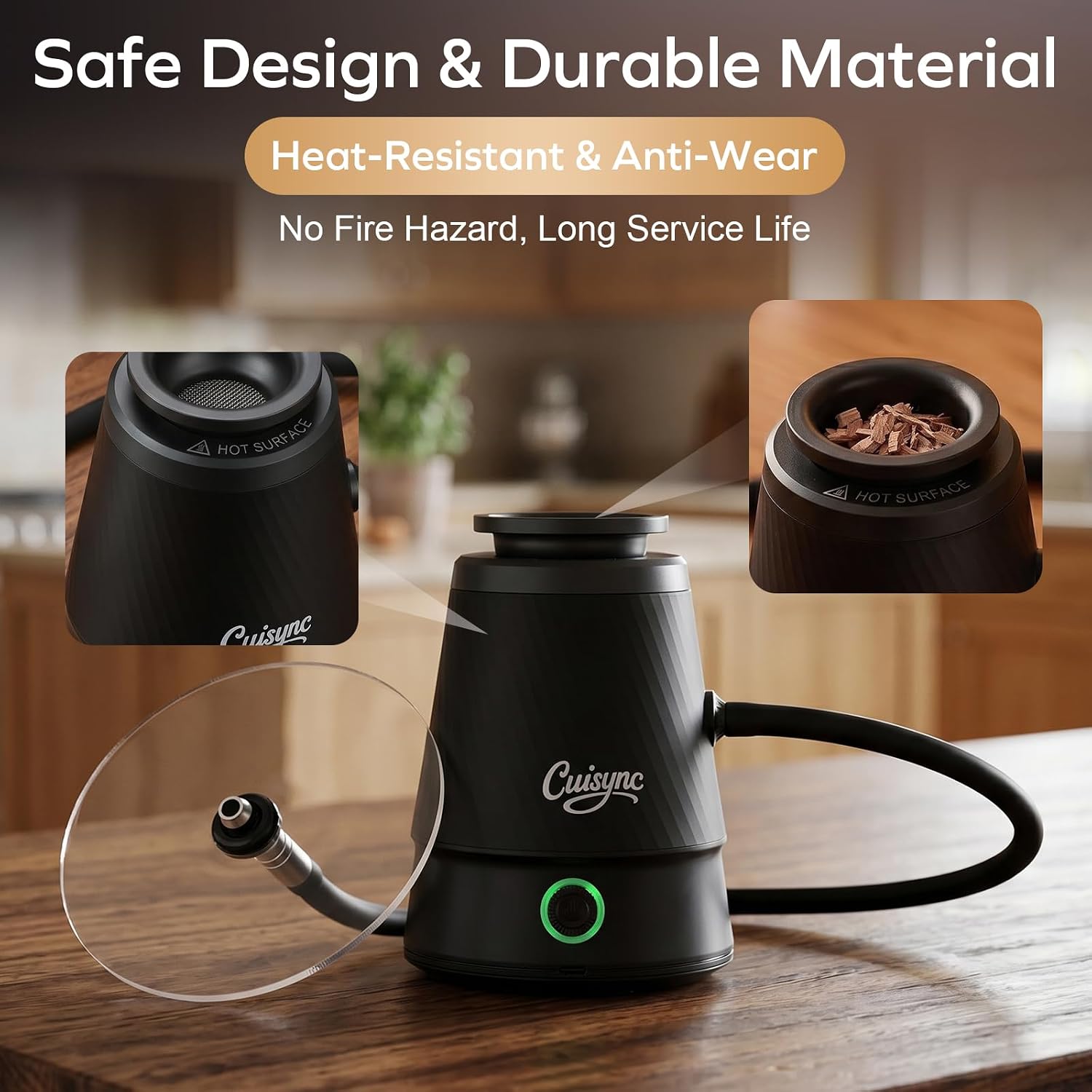 Rechargeable Whiskey Smoker Kit, Portable Cocktail Smoker Infuser, No Oil Smoke Contact & Prevents Tar Clogging, Comes with Apple Wood Chips, Ideal Smoker for Whiskey, Cocktail, Cheese, Gift for Men
