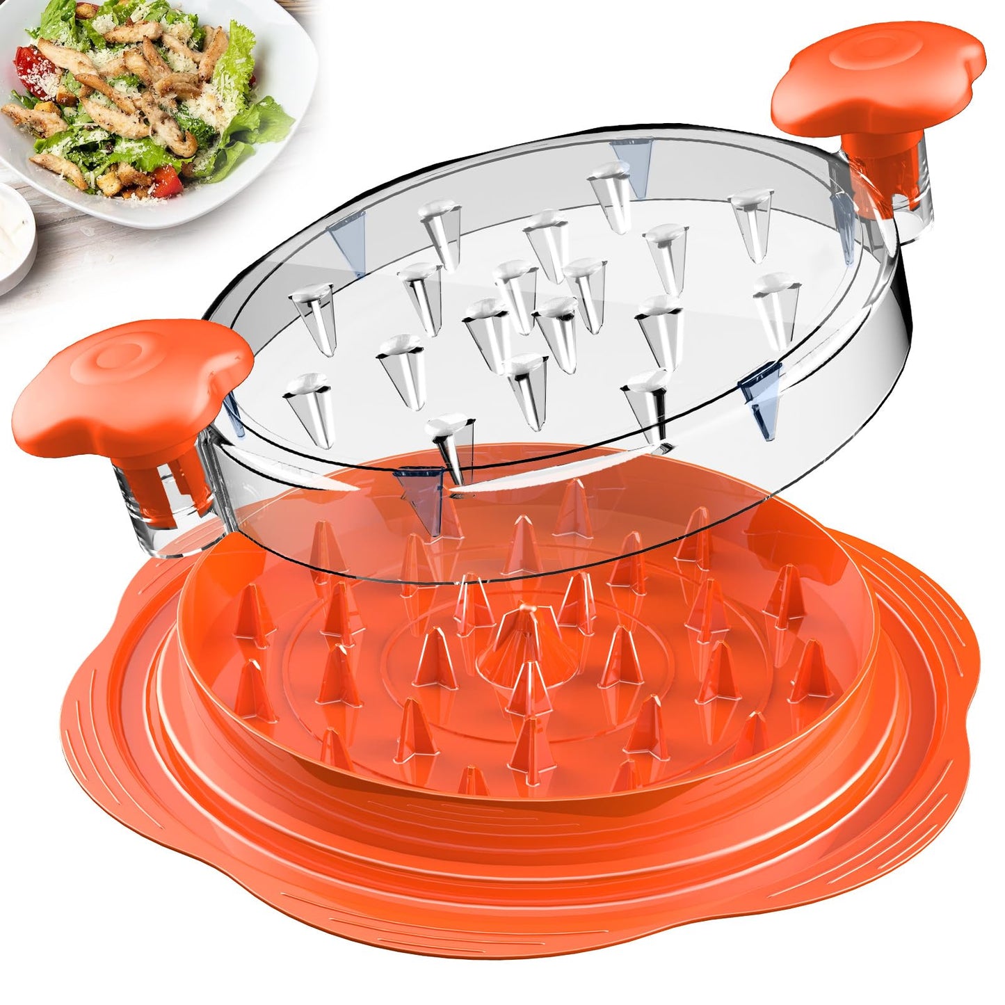 Chicken Shredder Large Chicken Breast Shredder Tool Twist with Brush&Fork, Visible Meat Shredder Machine, Strong Anti-Slip Strip, Ergonomic Handle, BPA Free, Suitable for Pork Beef Chicken