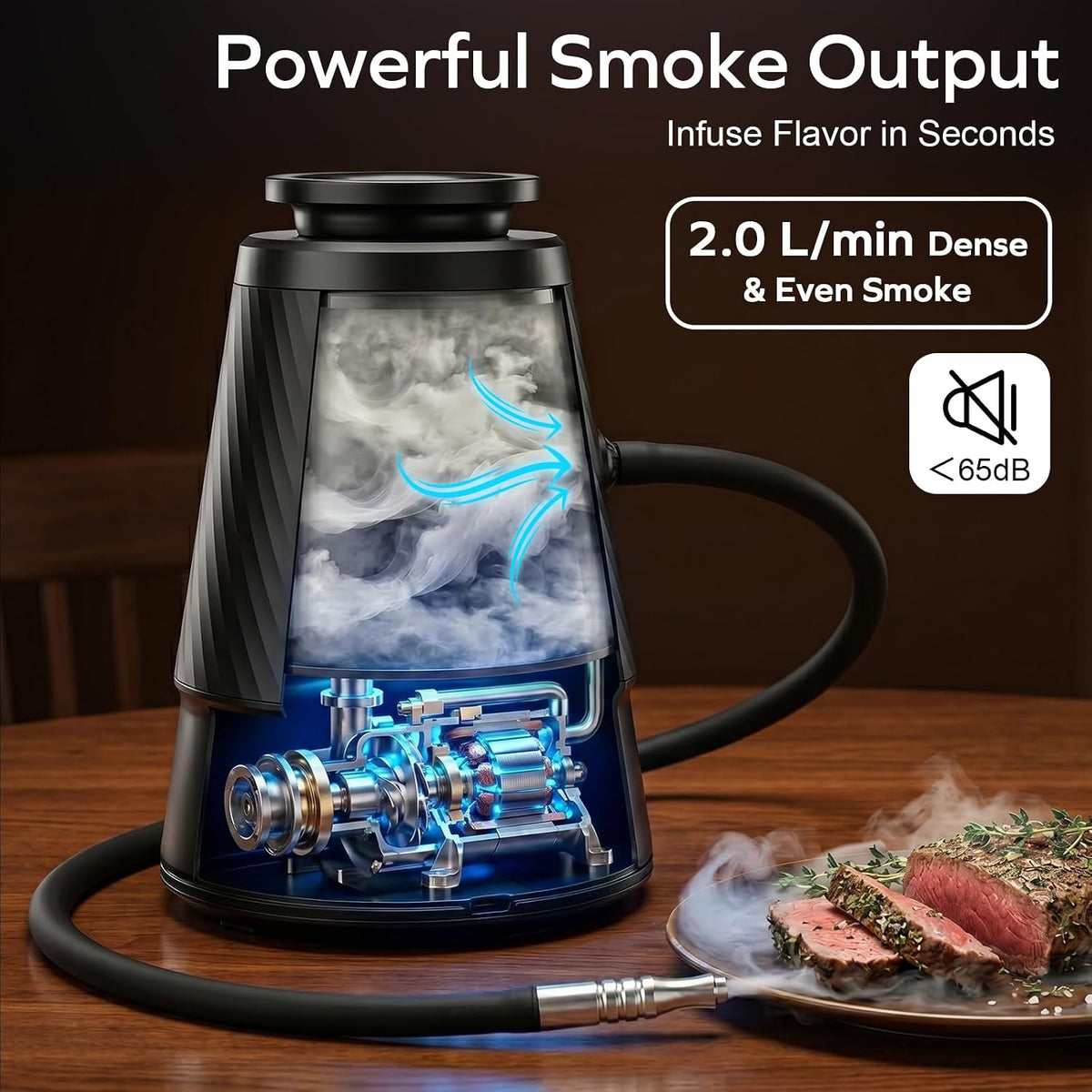 Rechargeable Whiskey Smoker Kit, Portable Cocktail Smoker Infuser, No Oil Smoke Contact & Prevents Tar Clogging, Comes with Apple Wood Chips, Ideal Smoker for Whiskey, Cocktail, Cheese, Gift for Men