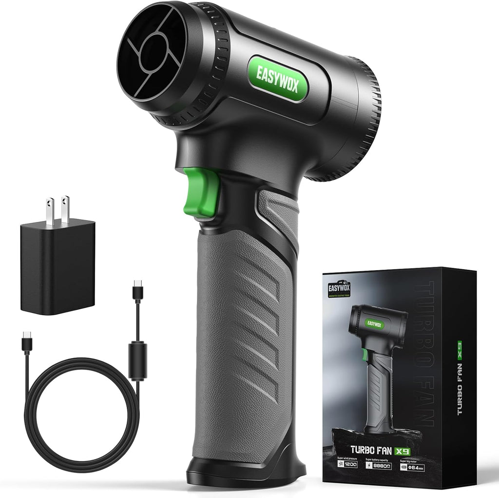 Cordless Leaf Blower & Car Dryer – 64mm Motor, 756W, 1200G Wind,3000mAh Battery with 30W Fast Charging –Turbo Dryer Blower for car Drying, Leaves, Snow, Home & Garden Cleaning