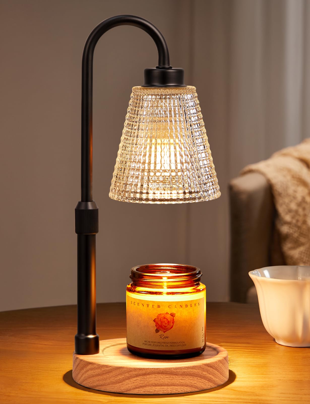 Innqoo Candle Warmer Lamp with Timer, Dimmable Candle Warmer for Jar Candles, Height Adjustable Wax Melts Warmer, Birthday Gifts for Women Mom, House Warming Gifts New Home Decor