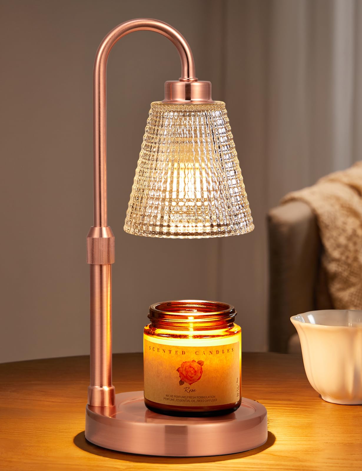 Innqoo Candle Warmer Lamp with Timer, Dimmable Candle Warmer for Jar Candles, Height Adjustable Wax Melts Warmer, Birthday Gifts for Women Mom, House Warming Gifts New Home Decor