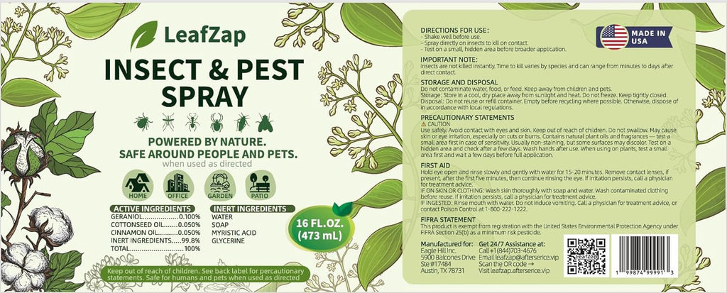 Natural Bug Spray, Triple Essential Oil Formula, Insect Repellent with Cinnamon Oil for Pest Control, Effective Against Ants, Spiders, Roaches &More, Indoor Outdoor Use, Family & Pet Safe,16oz