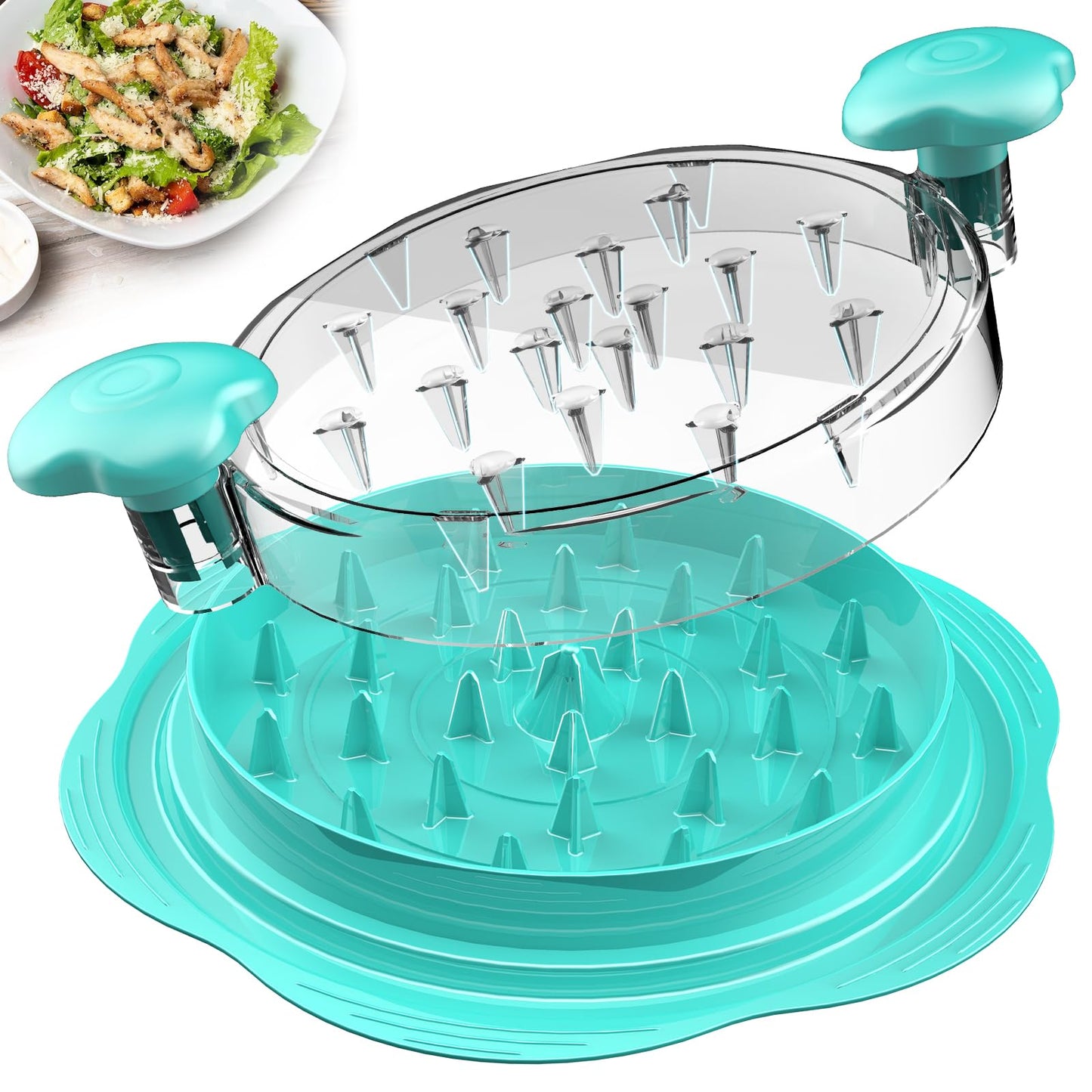 Chicken Shredder Large Chicken Breast Shredder Tool Twist with Brush&Fork, Visible Meat Shredder Machine, Strong Anti-Slip Strip, Ergonomic Handle, BPA Free, Suitable for Pork Beef Chicken