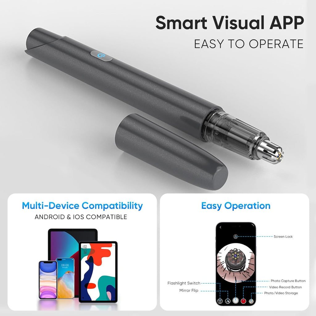 Nose Hair Trimmer for Men, Visual Nose Ear Hair Trimmer Equipped High Definition Camera, Whole Visual Experience, Portable Design USB Rechargeable, Dual Edge Blades Easy Cleansing