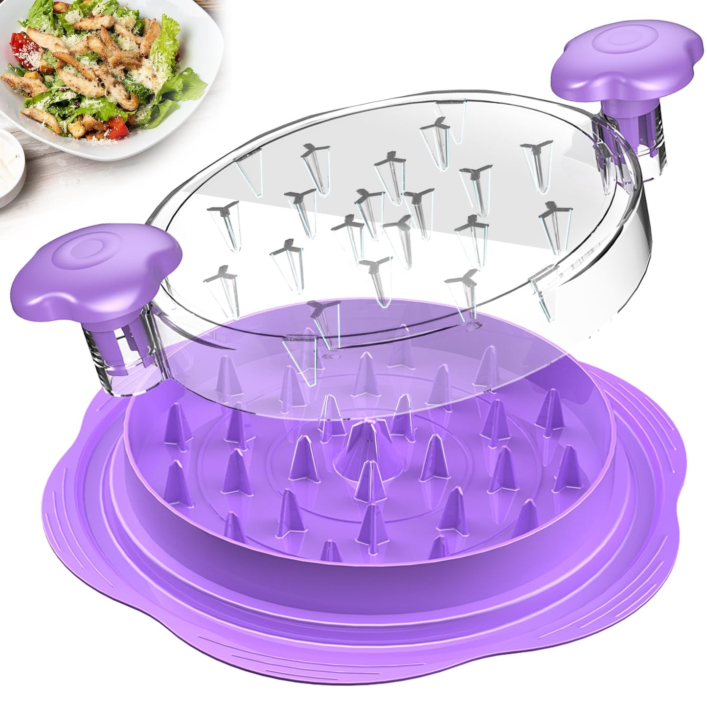 Chicken Shredder Large Chicken Breast Shredder Tool Twist with Brush&Fork, Visible Meat Shredder Machine, Strong Anti-Slip Strip, Ergonomic Handle, BPA Free, Suitable for Pork Beef Chicken