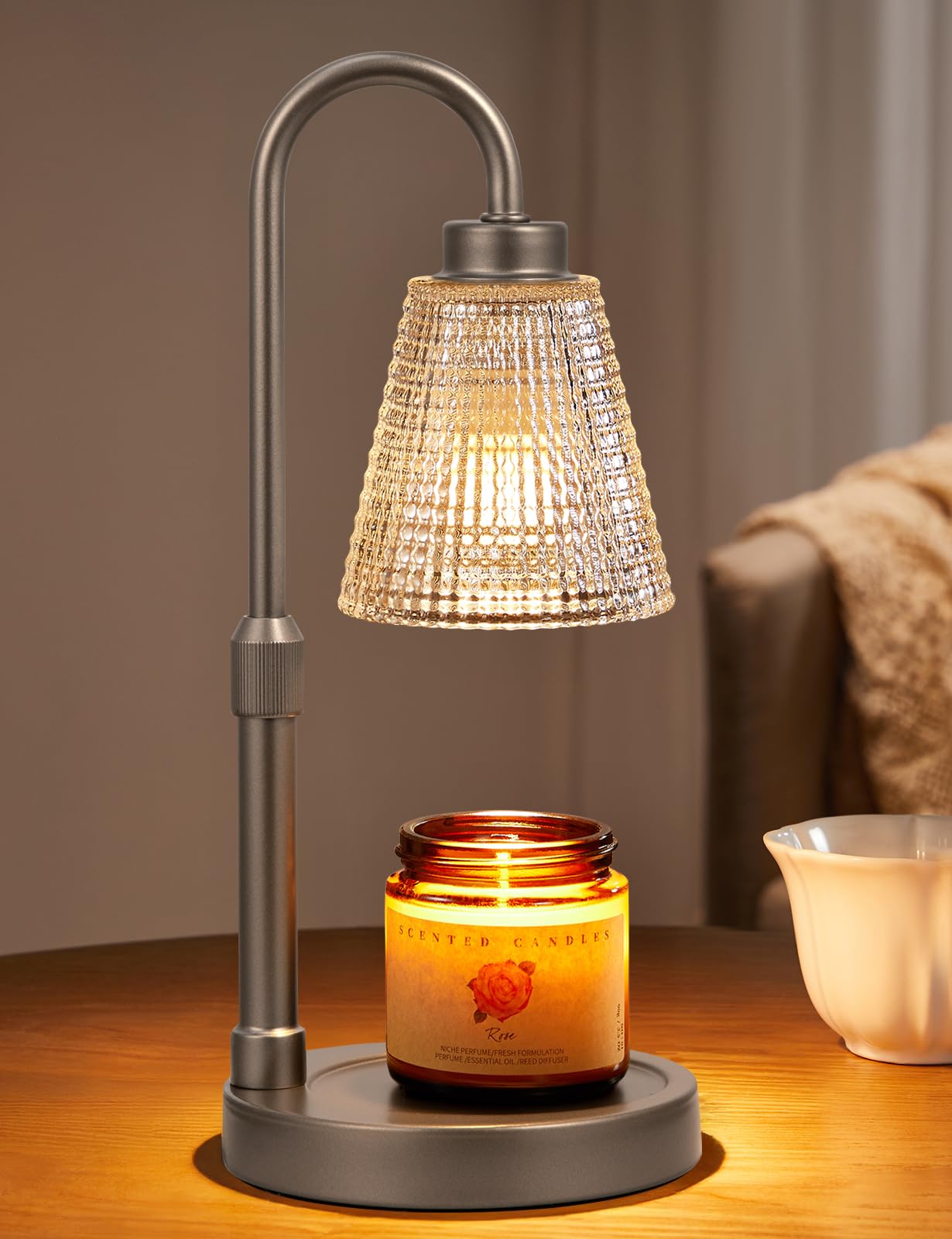 Innqoo Candle Warmer Lamp with Timer, Dimmable Candle Warmer for Jar Candles, Height Adjustable Wax Melts Warmer, Birthday Gifts for Women Mom, House Warming Gifts New Home Decor