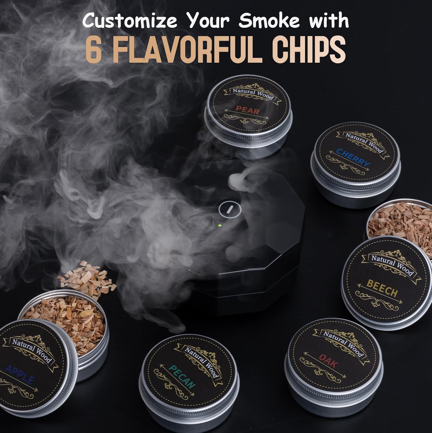 Electric Whiskey Smoker Kit - Electric Cocktail Kit with 6 Flavors Wood Chips, Rechargeable Old Fashioned Smoker Kit Built-in Lighter, Anniversary Birthday Christmas Gifts for Men