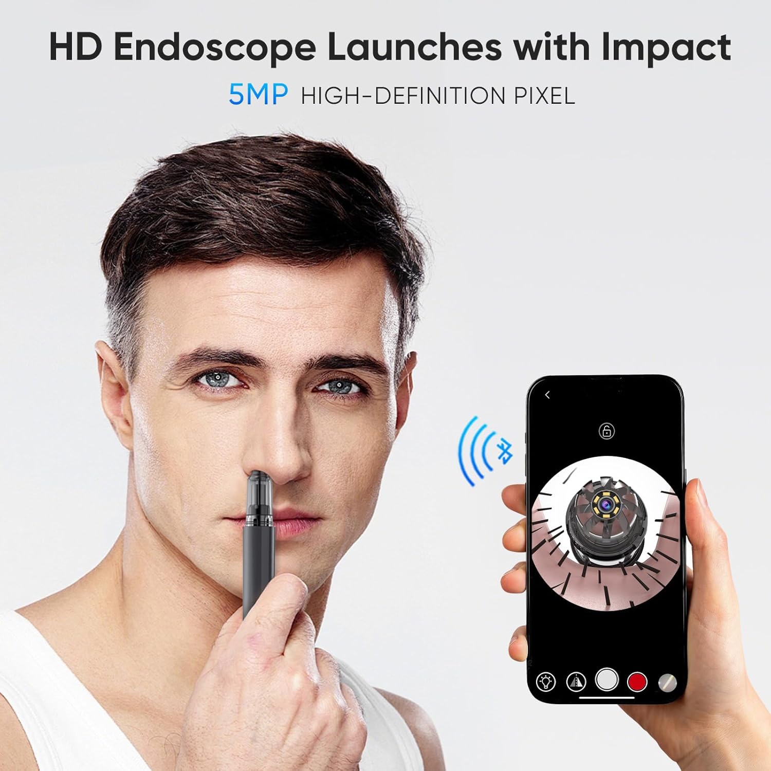 Nose Hair Trimmer for Men, Visual Nose Ear Hair Trimmer Equipped High Definition Camera, Whole Visual Experience, Portable Design USB Rechargeable, Dual Edge Blades Easy Cleansing