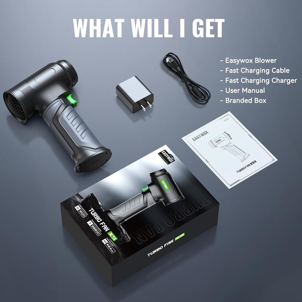 Cordless Leaf Blower & Car Dryer – 64mm Motor, 756W, 1200G Wind,3000mAh Battery with 30W Fast Charging –Turbo Dryer Blower for car Drying, Leaves, Snow, Home & Garden Cleaning