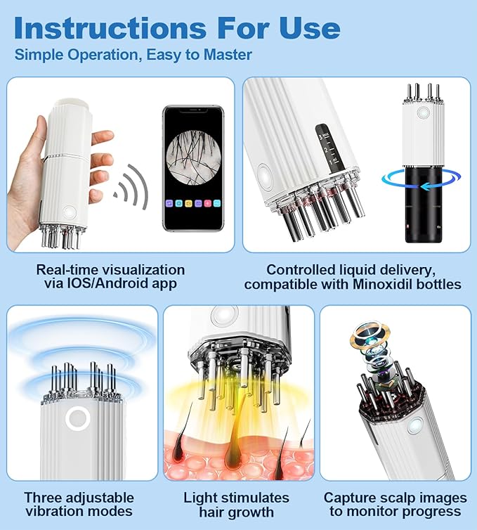 3 in 1 Electric Scalp Massager and Hair Oil Applicator Camera