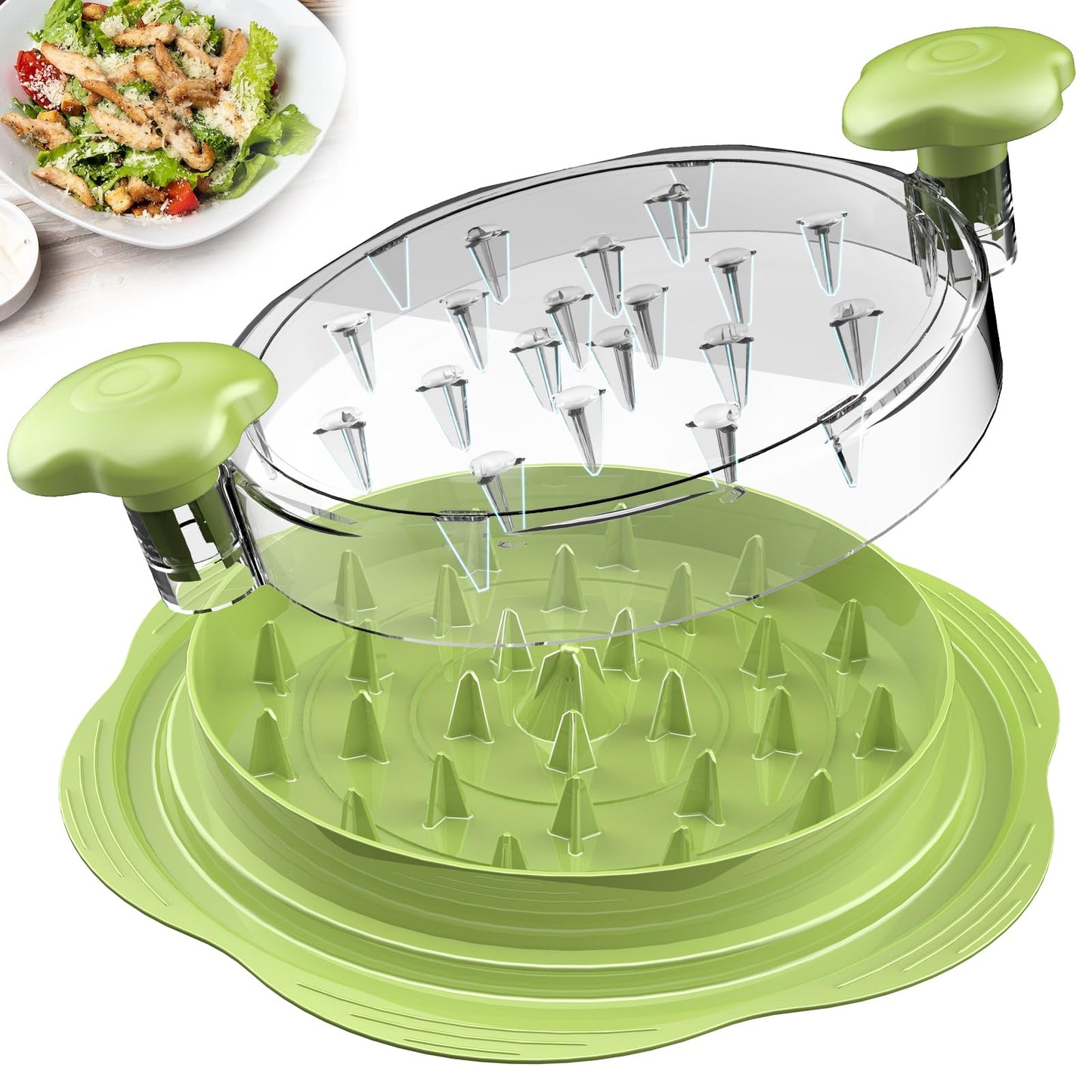 Chicken Shredder Large Chicken Breast Shredder Tool Twist with Brush&Fork, Visible Meat Shredder Machine, Strong Anti-Slip Strip, Ergonomic Handle, BPA Free, Suitable for Pork Beef Chicken