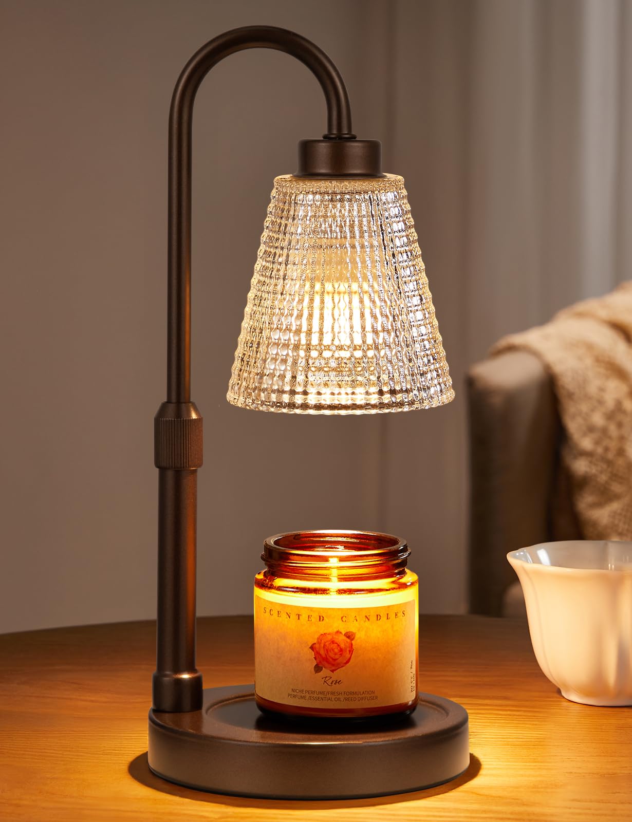 Innqoo Candle Warmer Lamp with Timer, Dimmable Candle Warmer for Jar Candles, Height Adjustable Wax Melts Warmer, Birthday Gifts for Women Mom, House Warming Gifts New Home Decor
