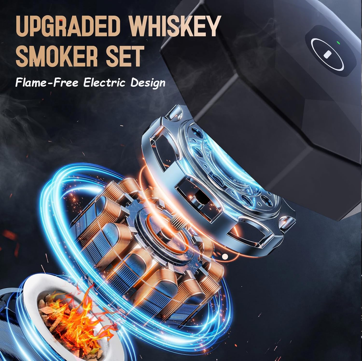 Electric Whiskey Smoker Kit - Electric Cocktail Kit with 6 Flavors Wood Chips, Rechargeable Old Fashioned Smoker Kit Built-in Lighter, Anniversary Birthday Christmas Gifts for Men