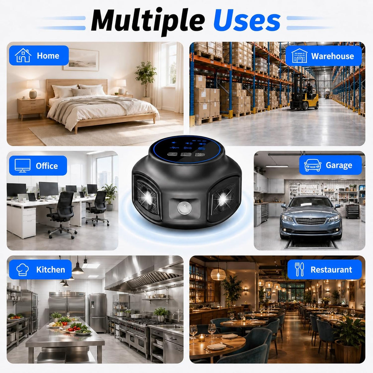 Indoor Ultrasonic Pest Repeller, 3 Ultrasonic Mode, 25-65 KHz | LED White Flashing, 360° Coverage, Electronic Rodent Repellent for Rats & Squirrel, Ideal for Home, Kitchen, Garage, Attic