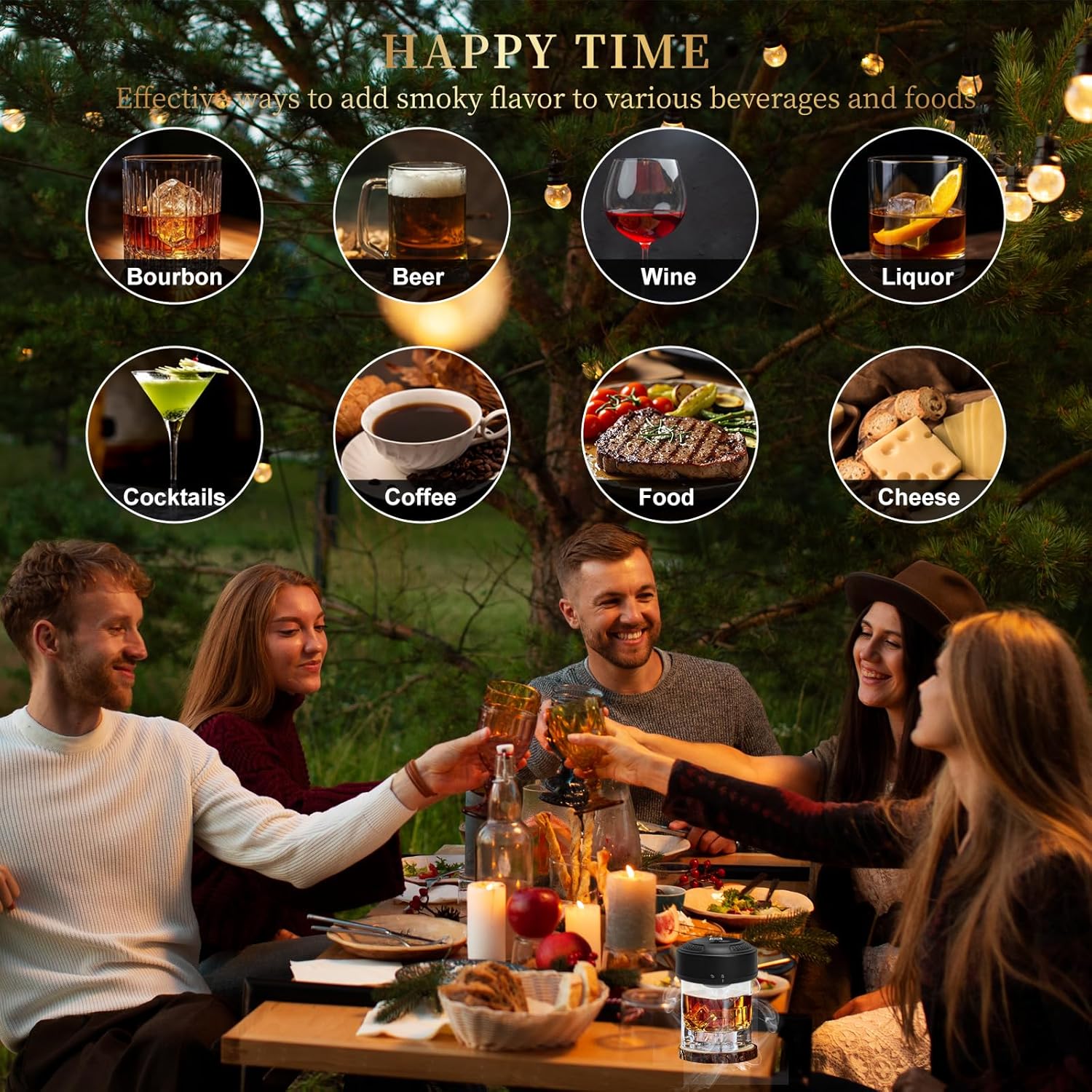 2025 New Electric Whiskey Smoker Kit with 6 Wood Chips