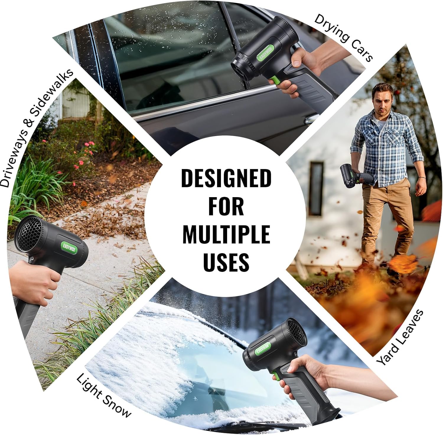 Cordless Leaf Blower & Car Dryer – 64mm Motor, 756W, 1200G Wind,3000mAh Battery with 30W Fast Charging –Turbo Dryer Blower for car Drying, Leaves, Snow, Home & Garden Cleaning