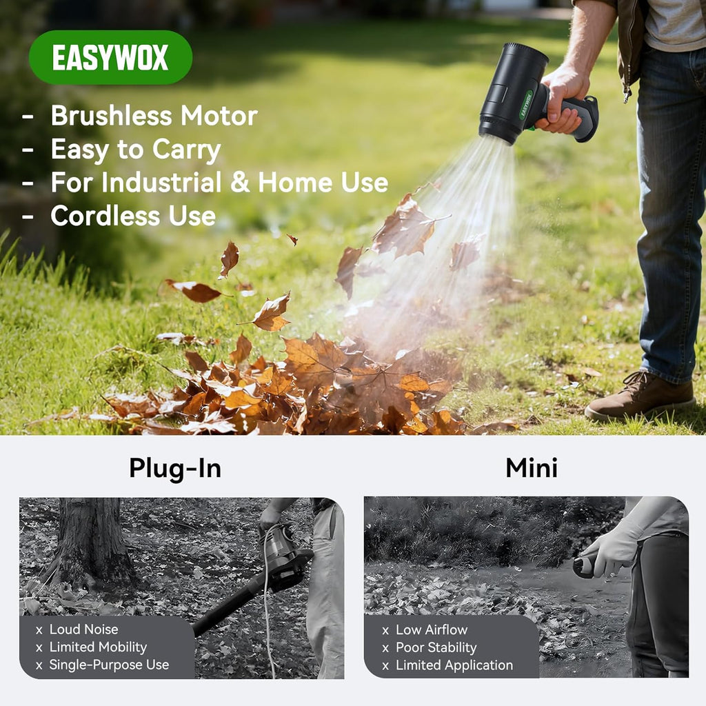 Cordless Leaf Blower & Car Dryer – 64mm Motor, 756W, 1200G Wind,3000mAh Battery with 30W Fast Charging –Turbo Dryer Blower for car Drying, Leaves, Snow, Home & Garden Cleaning