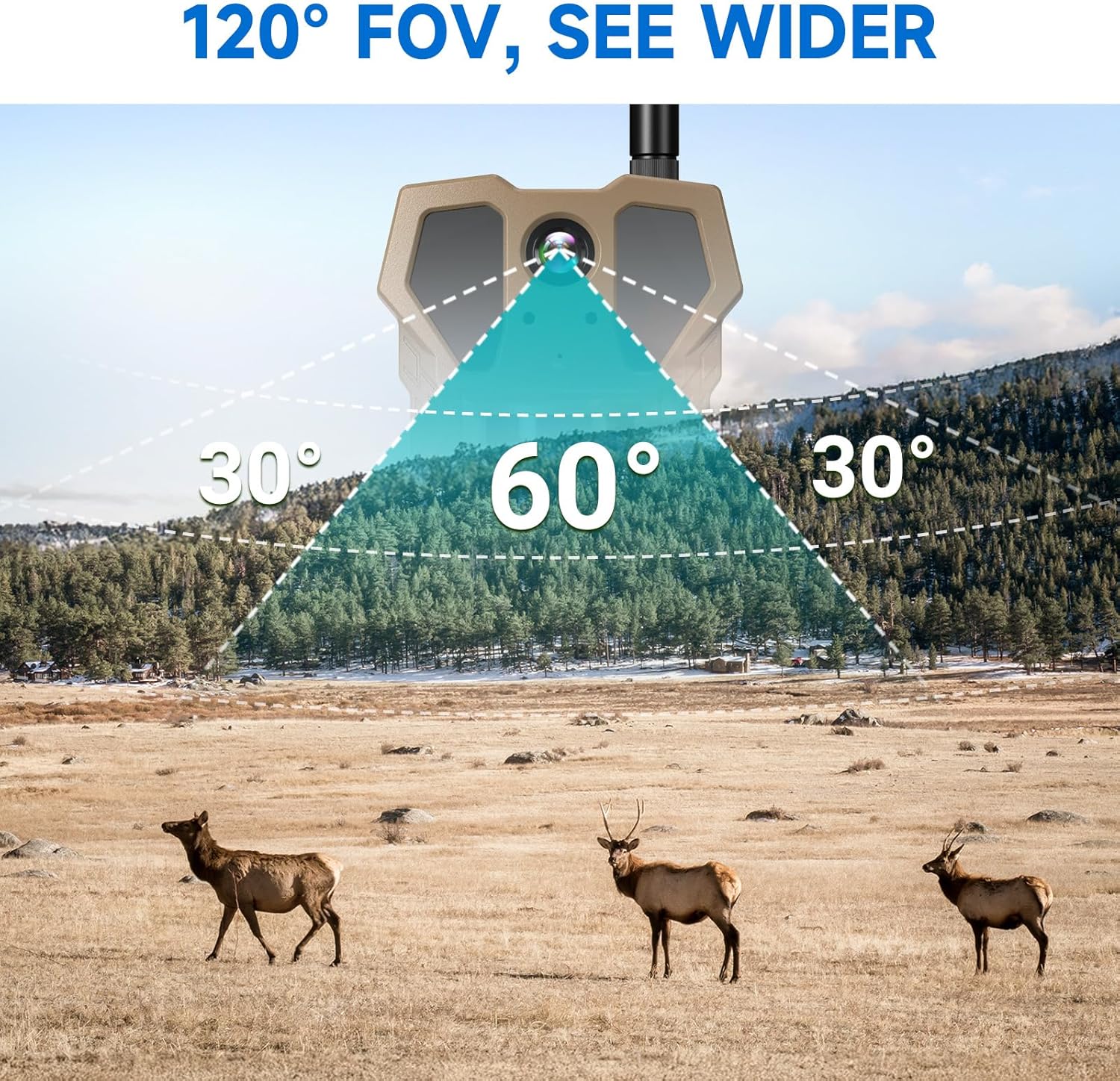 4G Cellular Trail Camera w/AI Detection, 2K 33MP Live Streaming Game Camera w/Unlimited Data Plan, No-Glow IR Flash, 120° FOV, 0.2S Fast Trigger, Two-Way Talk, Solar Panel & Battery Powered