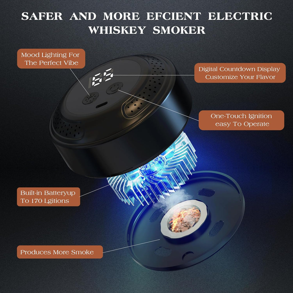 2025 New Electric Whiskey Smoker Kit with 6 Wood Chips