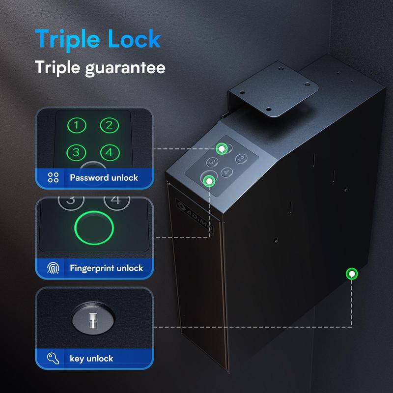 ADIMO Biometric Fingerprint Safe with Keypad Lock