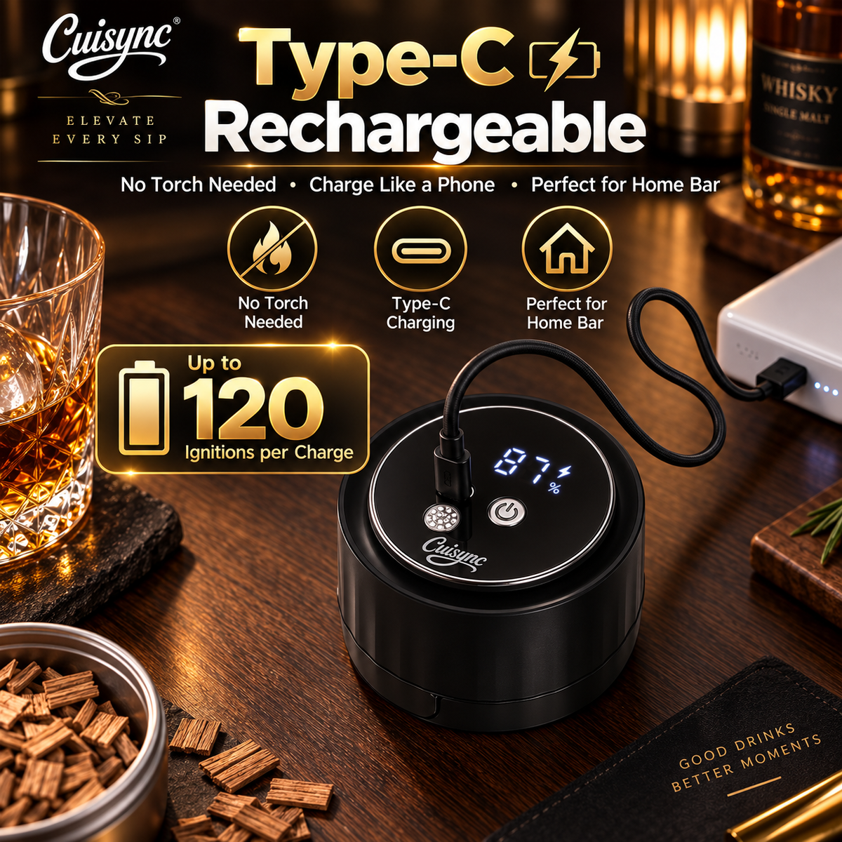 2026 New Electric Whiskey Smoker Kit with 6 Wood Chips