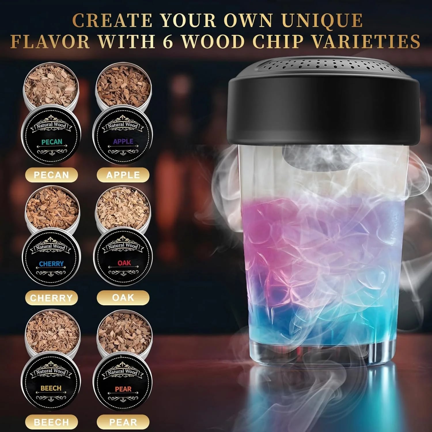 New Electric Whiskey Smoker Kit with 6 Wood Chips