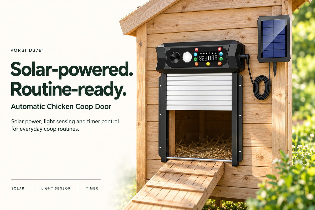 Porbi Solar-Powered Automatic Chicken Coop Door