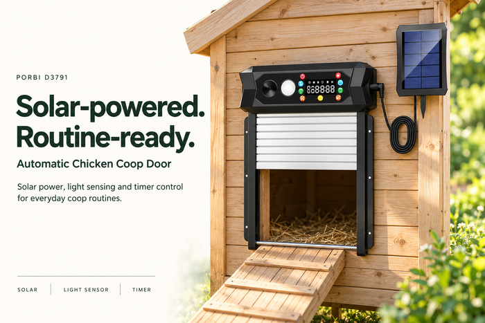 Porbi Solar-Powered Automatic Chicken Coop Door