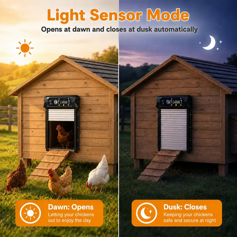 Porbi Solar-Powered Automatic Chicken Coop Door