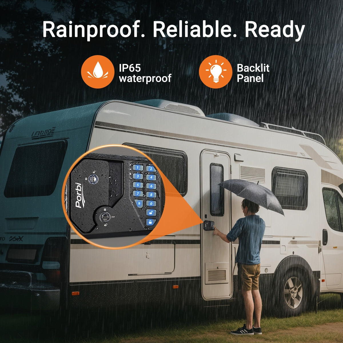Porbi Full Metal RV Keyless Entry Door Lock with Password & Remote