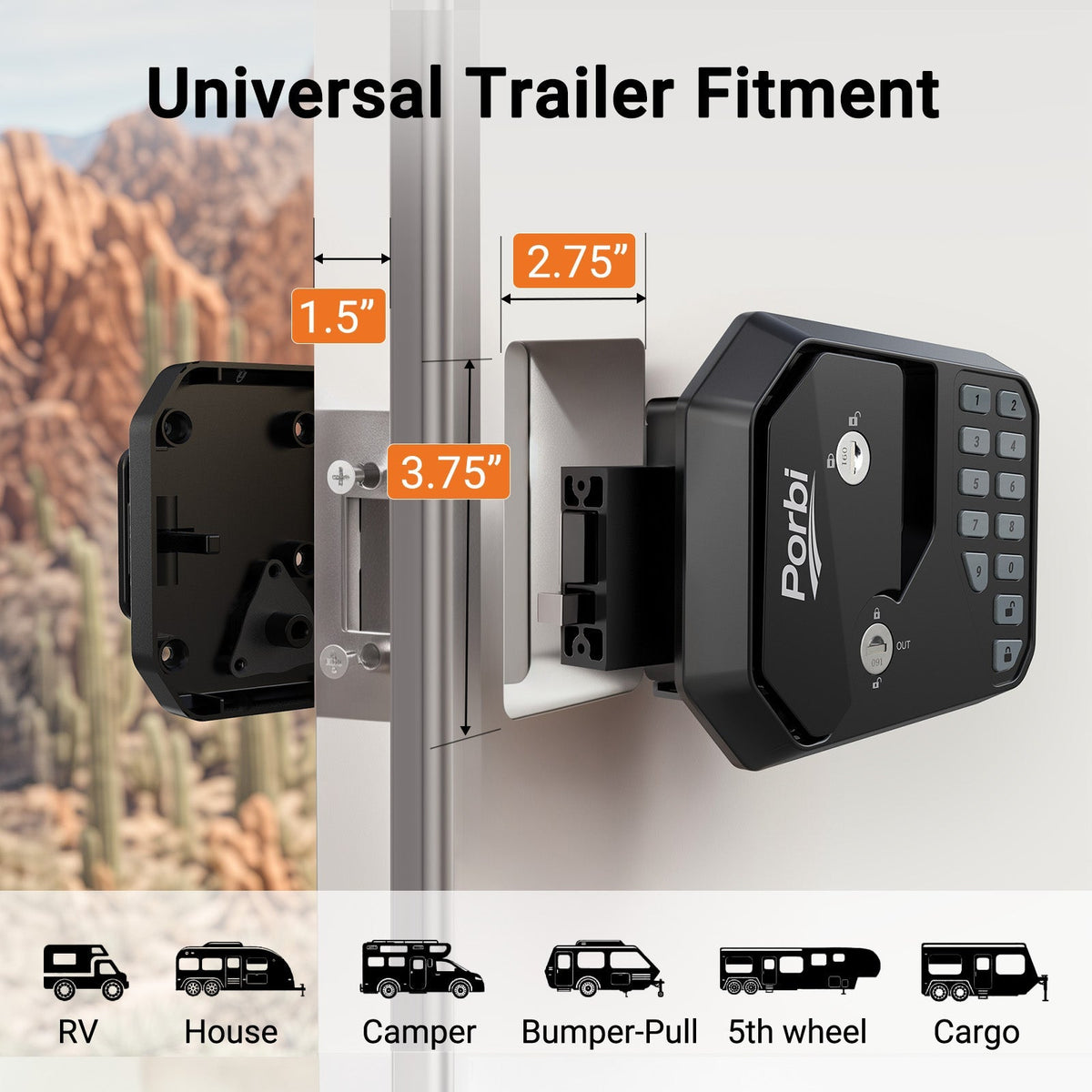 Porbi Full Metal RV Keyless Entry Door Lock with Password & Remote