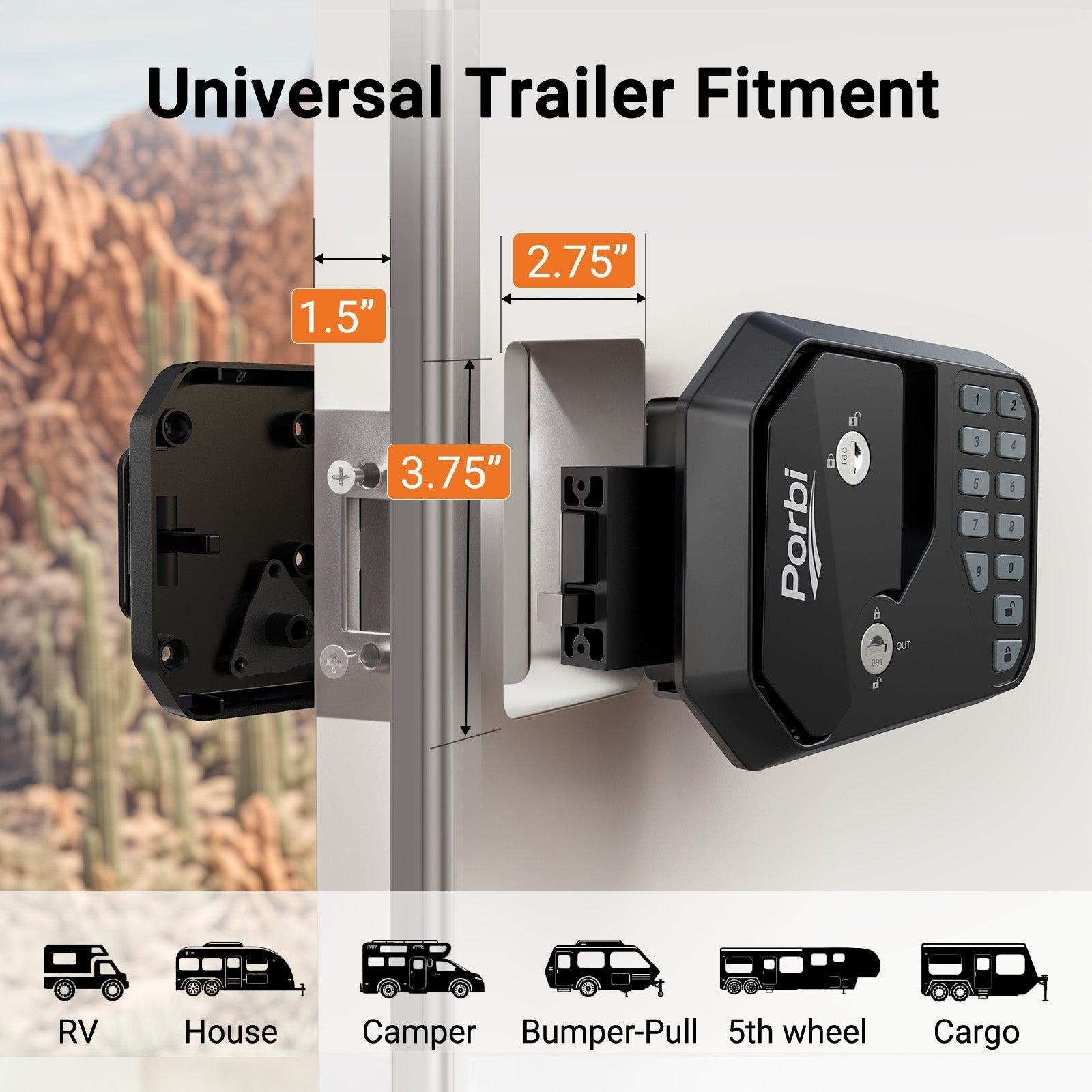 Full Metal RV Keyless Entry Door Lock with Password & Remote
