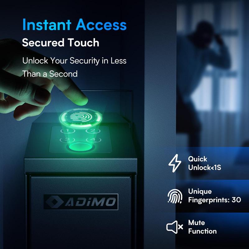 ADIMO Biometric Fingerprint Safe with Keypad Lock